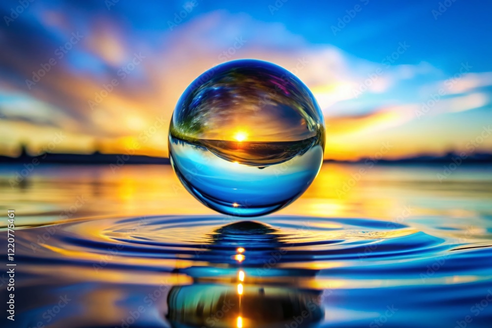 Isolated Water Drop: Surreal Macro Photography on White Background Isolated Water Drop: Surreal Macro Photography on White Background