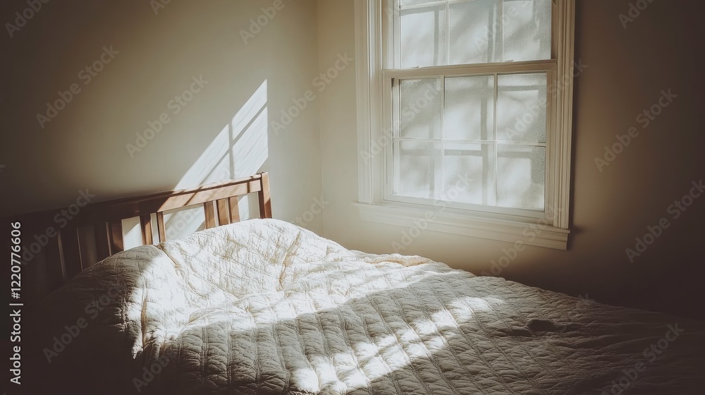 Cozy Bedroom with Soft Lighting and Wooden Bed Frame Cozy Bedroom with Soft Lighting and Wooden Bed Frame