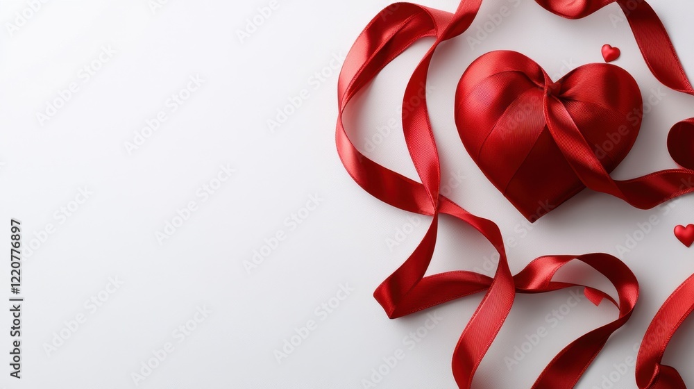 Romantic valentine's day design with decorative red ribbon and heart elements Romantic valentine's day design with decorative red ribbon and heart elements
