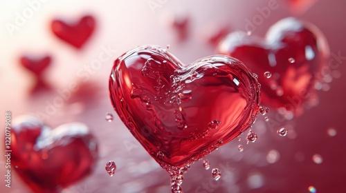 Flowing red hearts for valentine's day design and celebration