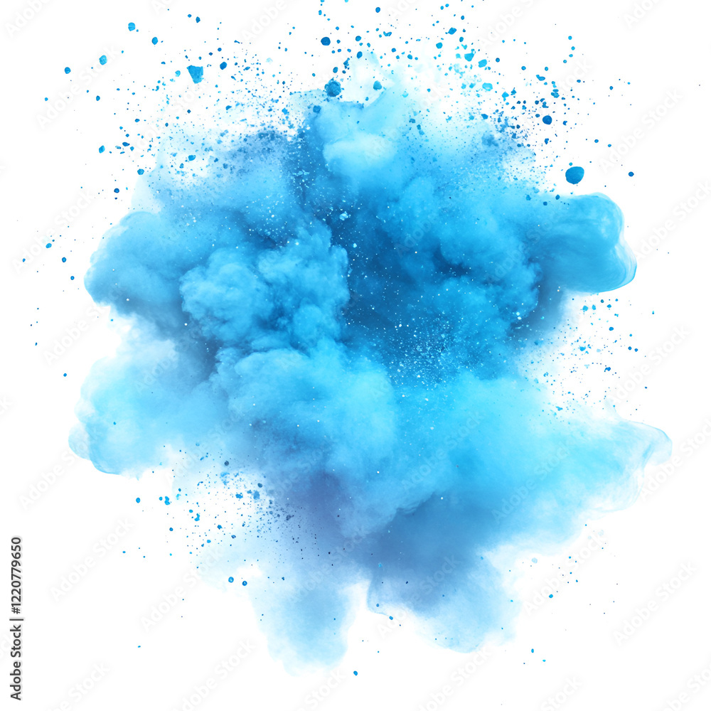 Obraz premium A faded cyan watercolor blob isolated on a white transparent background