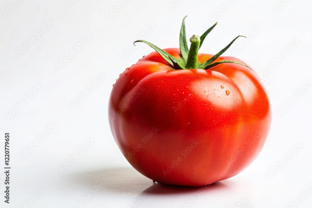 Juicy Red Tomato Isolated on White Background - Perfect for Food Blogs and Recipes Juicy Red Tomato Isolated on White Background - Perfect for Food Blogs and Recipes