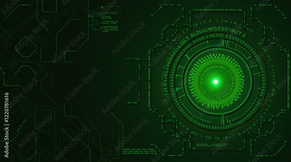 Fototapeta premium Abstract green futuristic digital technology background.