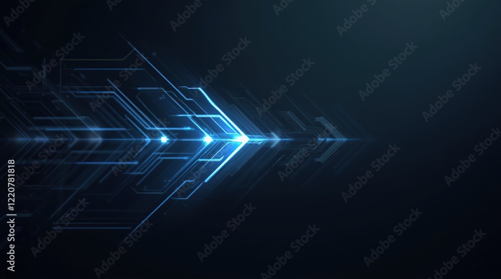 Fototapeta premium Abstract blue light arrow on geometric design modern style.