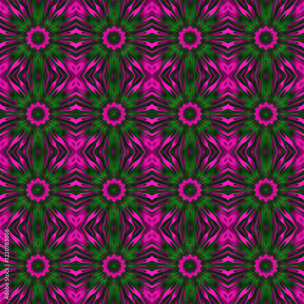 Abstract bright seamless pattern with green and purple floral elements Abstract bright seamless pattern with green and purple floral elements