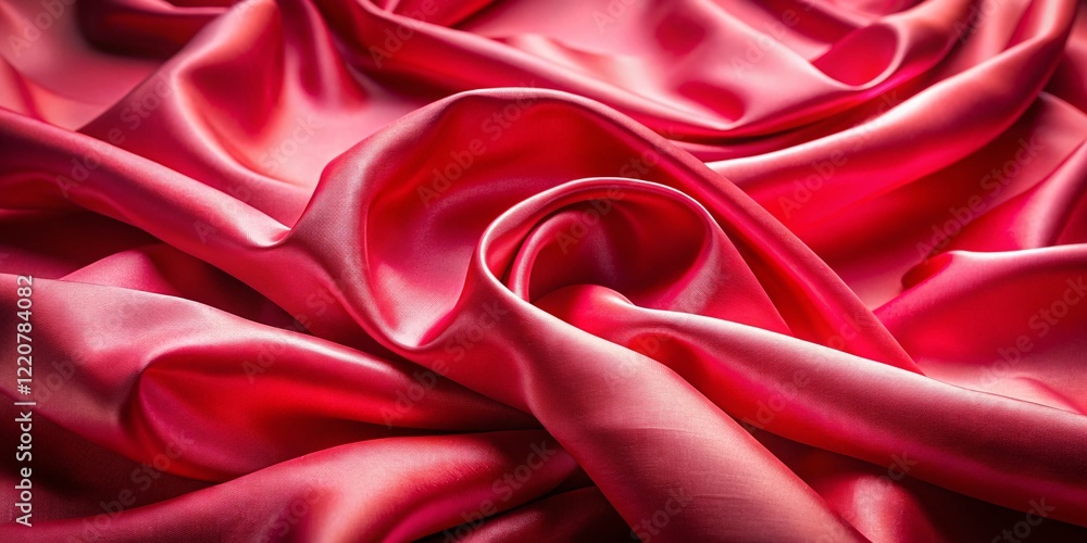 Light Pink Red Satin Silk Fabric Drape Background Texture - Wavy Creases & Wind Movement
