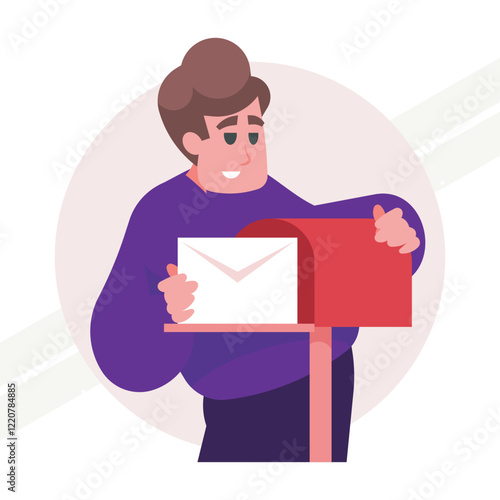 A man sending mail representing communication and correspondence