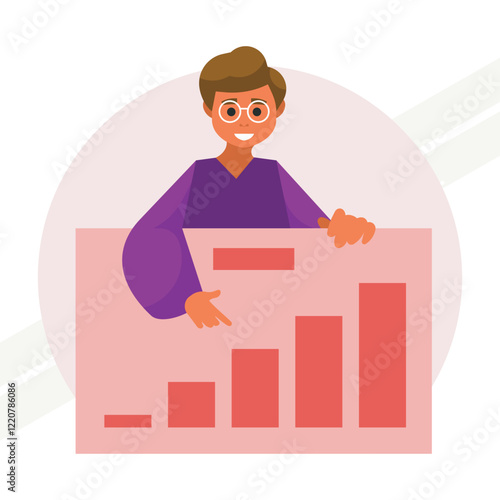 A man showing a profit chart representing business and success