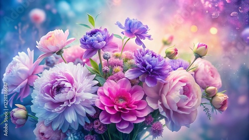 Long Exposure Aquarelle Flowers: Violet, Purple, Pink, Lilac Bloom