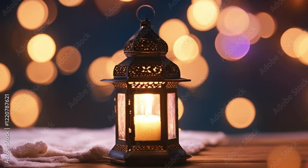 Lantern with candles in Ramadan night Lantern with candles in Ramadan night