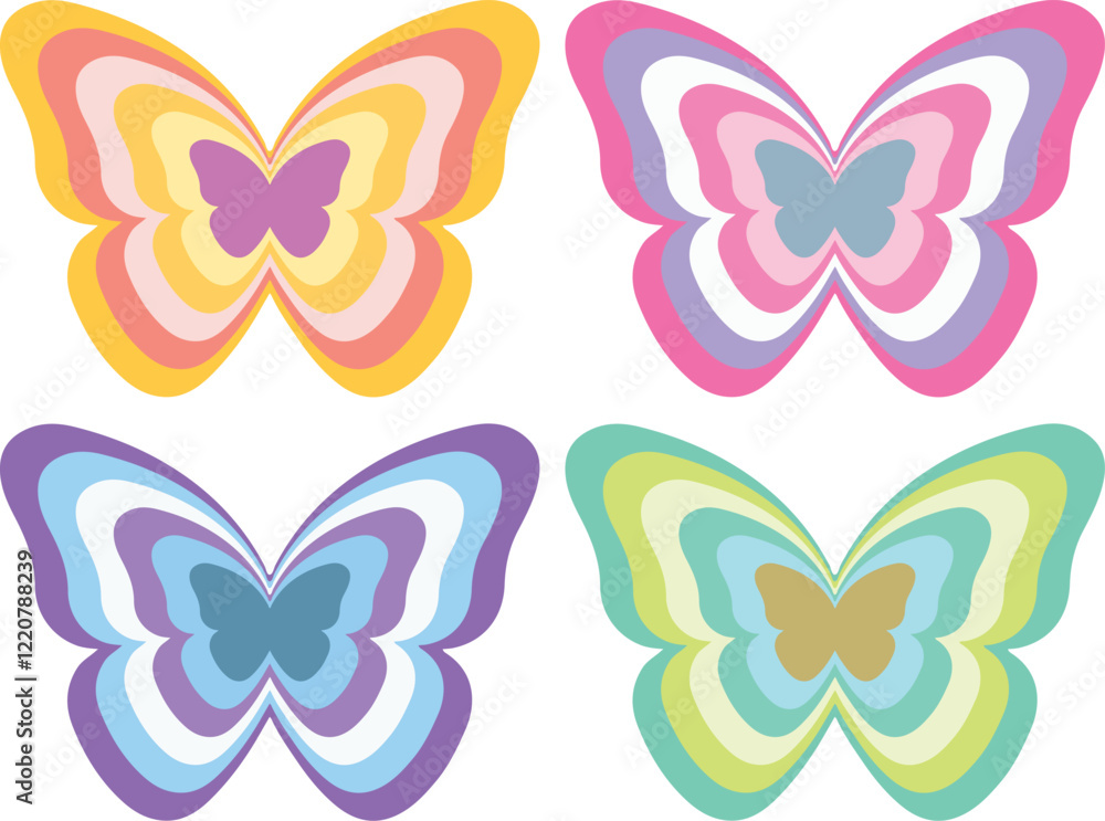 Fototapeta premium Colorful Vector Butterfly Illustrations – Decorative Design Elements for Spring, Summer, Scrapbooking, and Graphic Projects