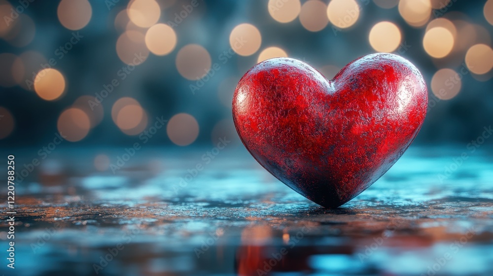 Romantic red heart on bokeh background for valentine's day celebrations and designs Romantic red heart on bokeh background for valentine's day celebrations and designs