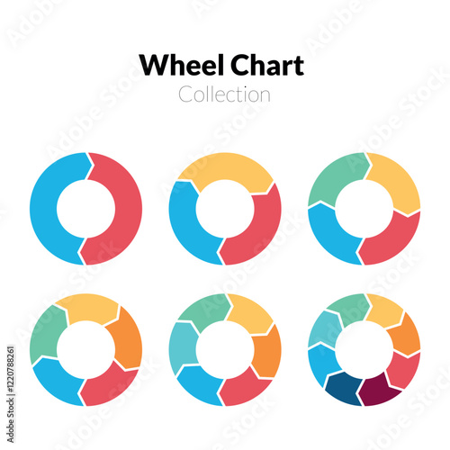 Infographic wheel showing division into parts for data analysis and presentation