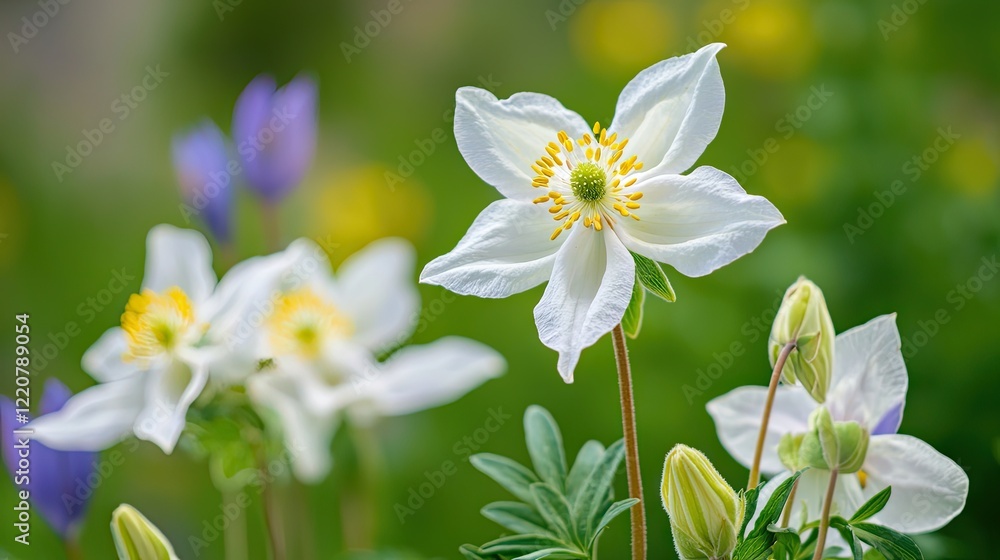 Fototapeta premium A close-up of native wildflowers blooming in a natural meadow.