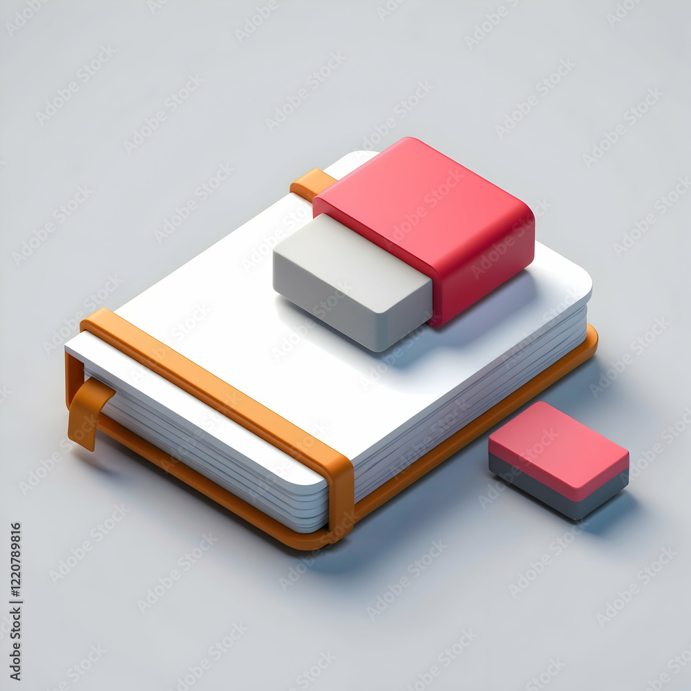 Stylish Stationery Design Featuring a Notebook and Erasers Stylish Stationery Design Featuring a Notebook and Erasers
