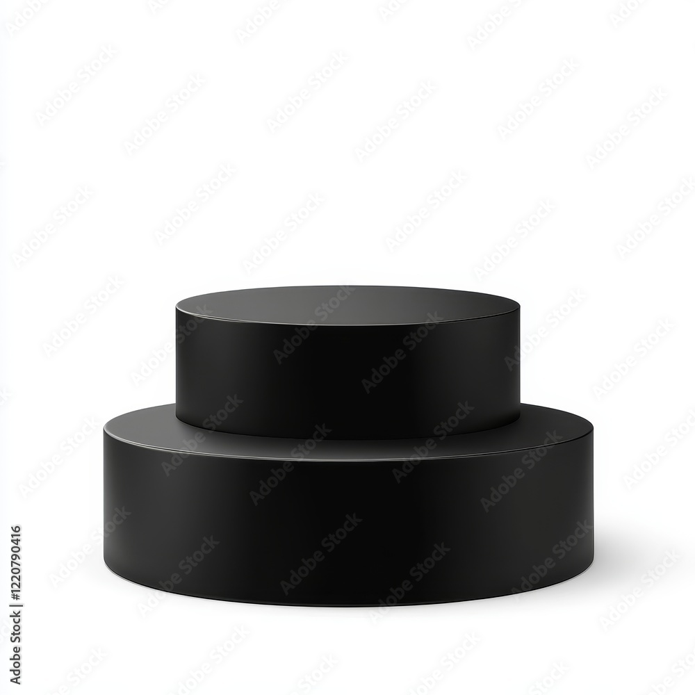 Black round podium on a white background. 3d vector illustration. Black round podium on a white background. 3d vector illustration.