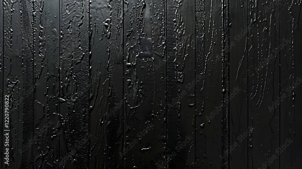A close-up view of a textured black surface with water droplets. A close-up view of a textured black surface with water droplets.