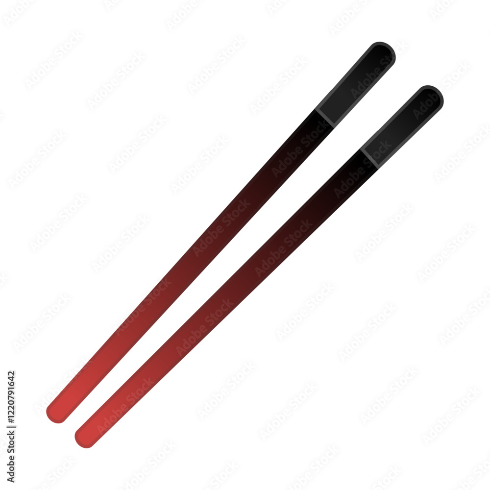 Chopsticks Clipart Illustration | Gradient Black to Red Design Isolated on White Background Chopsticks Clipart Illustration | Gradient Black to Red Design Isolated on White Background