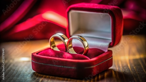 Long Exposure: Wedding Rings in Red Box - 4K Stock Photo