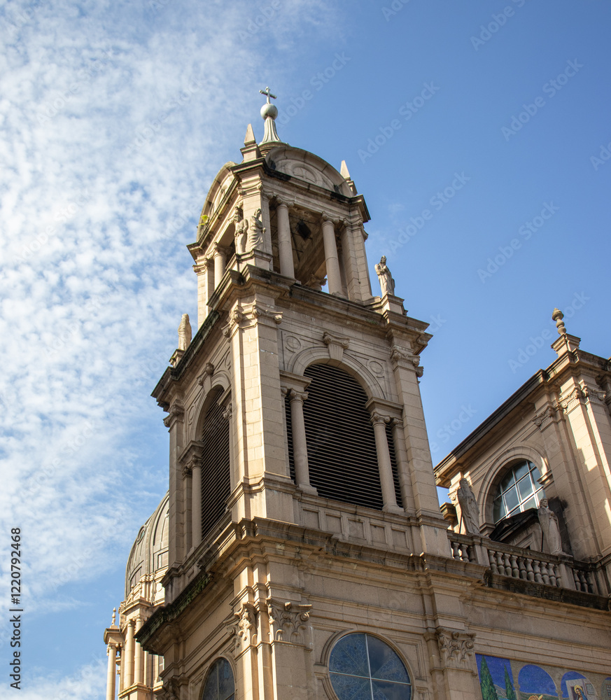 Naklejka premium Beautiful church in sunny day historical building style Metropolitan Cathedral in Porto Alegre Rio Grande do Sul RS Brazil