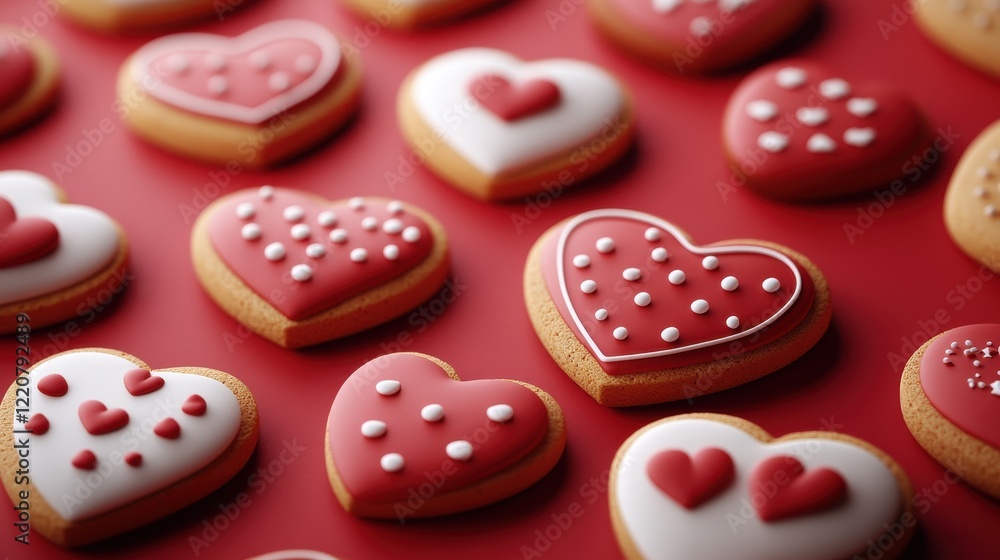Heart-shaped cookies for valentine's day celebration and festive dessert design Heart-shaped cookies for valentine's day celebration and festive dessert design