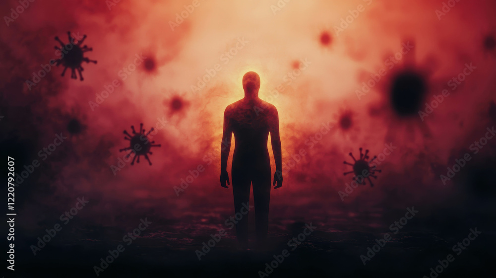 Artistic Visualization of the Human Immune System with Abstract Background and Viral Elements Artistic Visualization of the Human Immune System with Abstract Background and Viral Elements