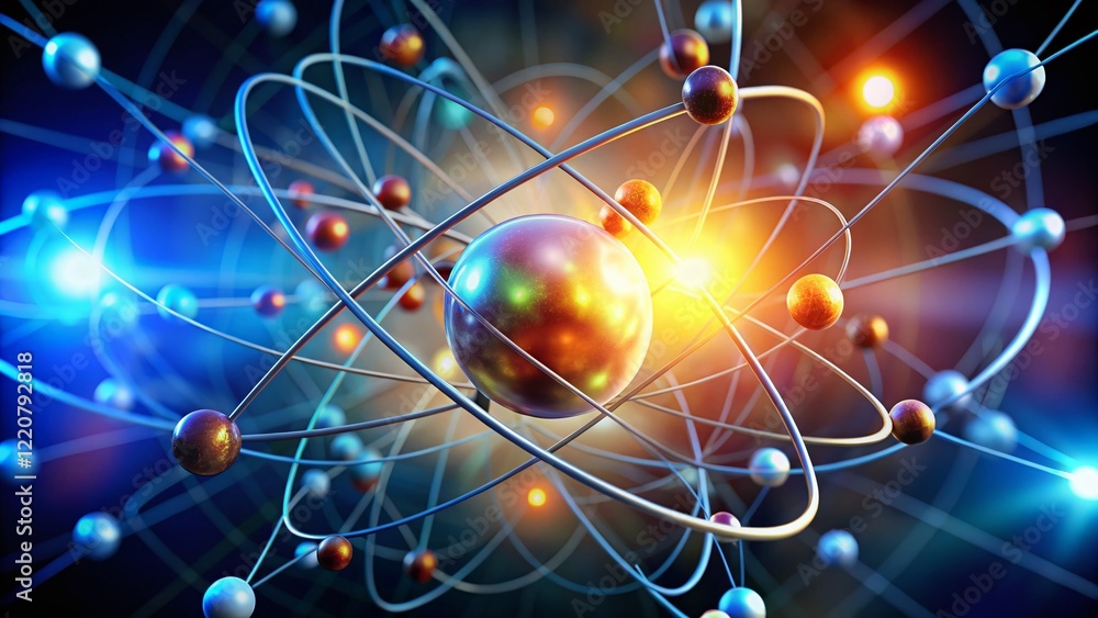 Obraz premium Low Light Atomic Model: Quantized Electron Energy Levels