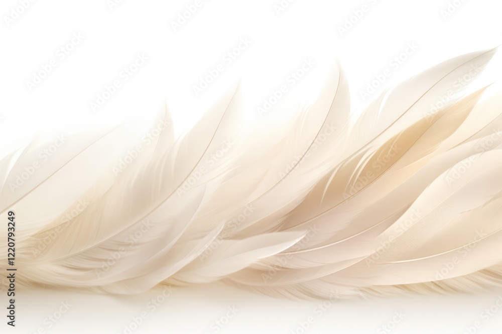 Naklejka premium Luxurious light feathers spread out in layers showing their fine details and silky softness