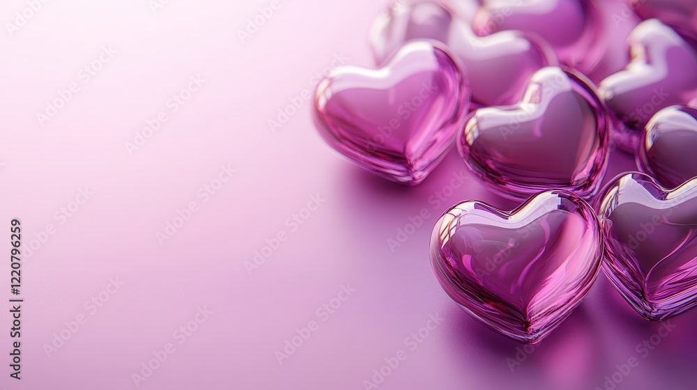 Shiny heart shapes on lilac background for valentine's day design and decoration Shiny heart shapes on lilac background for valentine's day design and decoration