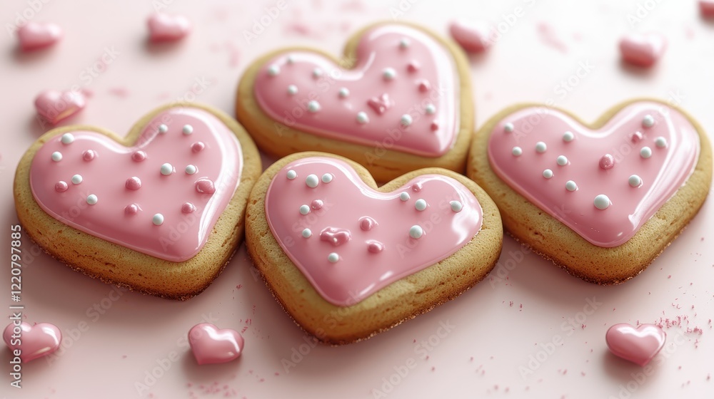 Valentine's day heart-shaped gingerbread cookies with pink glaze - perfect for celebrations Valentine's day heart-shaped gingerbread cookies with pink glaze - perfect for celebrations