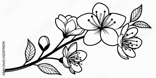 Jasmine flower image silhouette vector art and illustration.