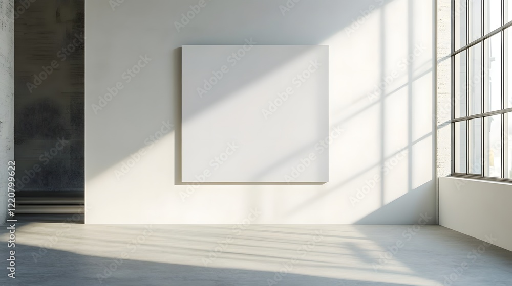 Fototapeta premium Minimalist Empty Wall in a Modern Living Room with Soft Natural Lighting and Neutral Tones, Perfect