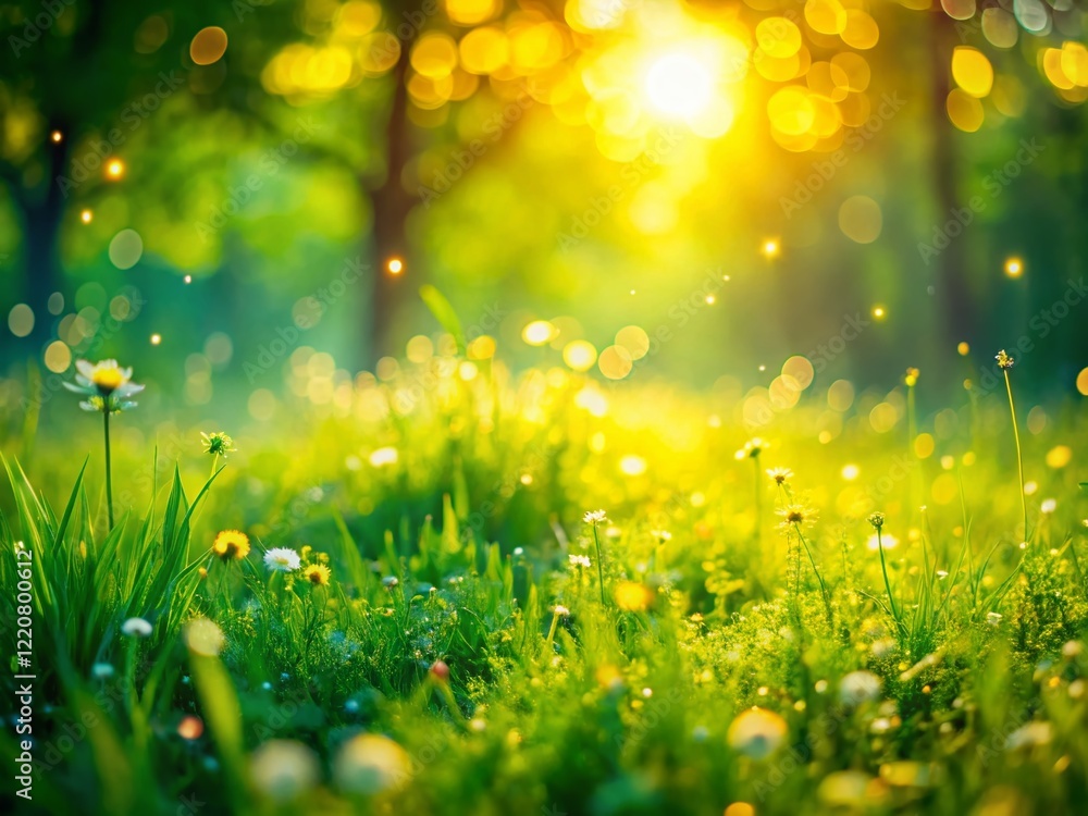 Lush Green Summer Bokeh Background: Blurred Nature Landscape Lush Green Summer Bokeh Background: Blurred Nature Landscape