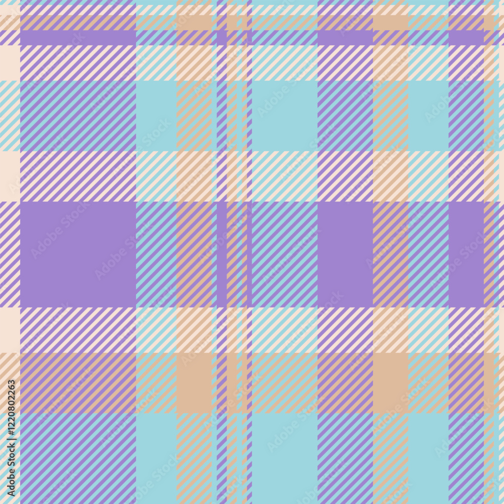 Pastel plaid pattern in soft purple, blue, and beige tones. Perfect for textile design, fashion, wallpaper, or scrapbooking projects. Pastel plaid pattern in soft purple, blue, and beige tones. Perfect for textile design, fashion, wallpaper, or scrapbooking projects.
