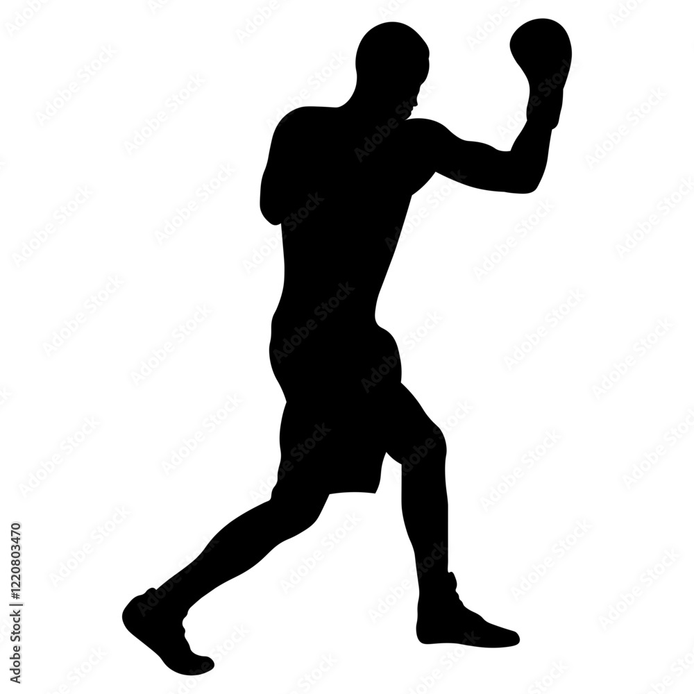 Man Boxing Player Silhouette Isolated on White Background. Vector Illustration Man Boxing Player Silhouette Isolated on White Background. Vector Illustration