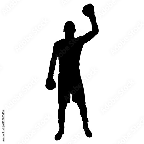 Man Boxing Player Silhouette Isolated on White Background. Vector Illustration