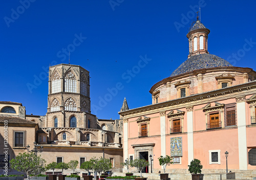 Church towers Plaza de la Virgen,Valencia,Spain photo