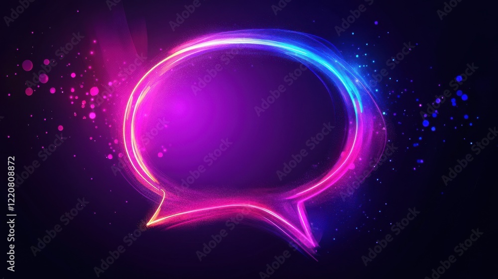 Naklejka premium Quote speech bubble abstract laser neon frame background. Vector design