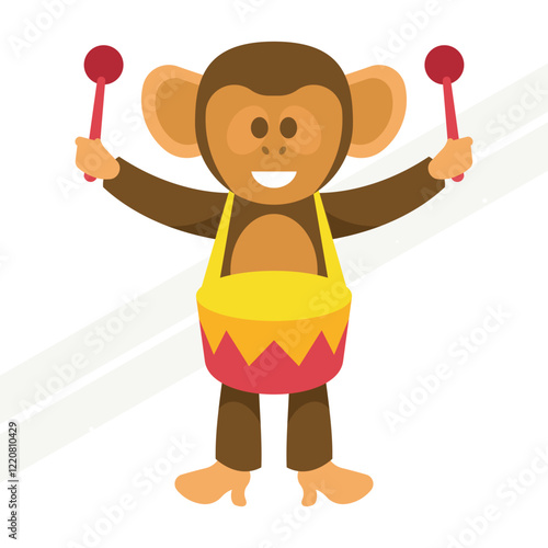 Monkey playing a drum