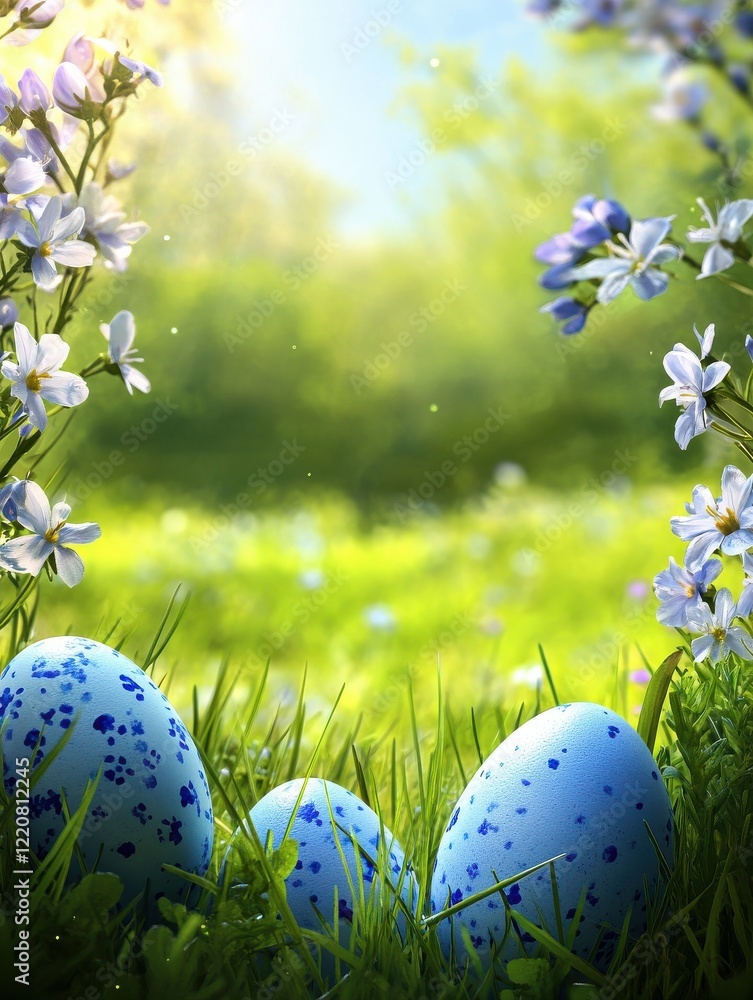 Easter background, colored easter eggs lying in the grass, field flowers, easter flowers background, fresh green spring Easter background with painted eggs on a green grass Easter background, colored easter eggs lying in the grass, field flowers, easter flowers background, fresh green spring Easter background with painted eggs on a green grass