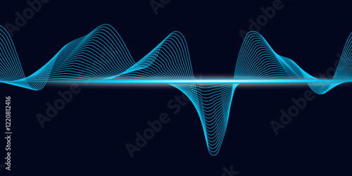 Line soundwave abstract background with voice music technology.