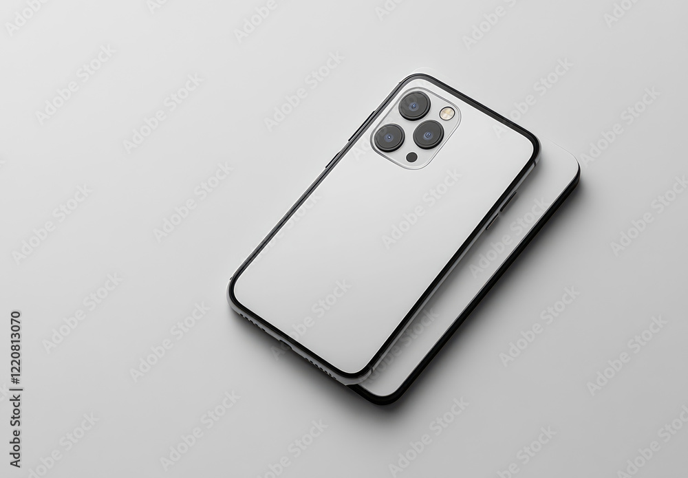 Elegant top view of a smartphone and notebook on a white table, featuring a monochrome color scheme and a clean, minimalistic flat lay composition, captured in high-resolution stock photo style. Elegant top view of a smartphone and notebook on a white table, featuring a monochrome color scheme and a clean, minimalistic flat lay composition, captured in high-resolution stock photo style.