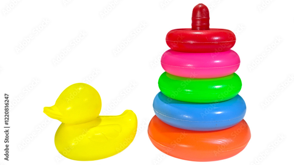 stacking donut ring toy, children's educational toy. plastic rainbow tower toy for kids with various colors. stacking donut ring toy, children's educational toy. plastic rainbow tower toy for kids with various colors.