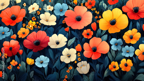 A modern spring sale graphic with bold typography and playful flower illustrations, designed to capture attention