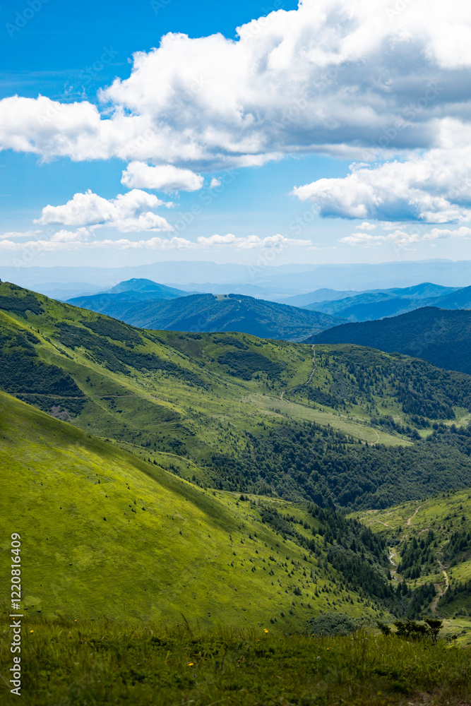 Naklejka premium landscape with mountains and sky