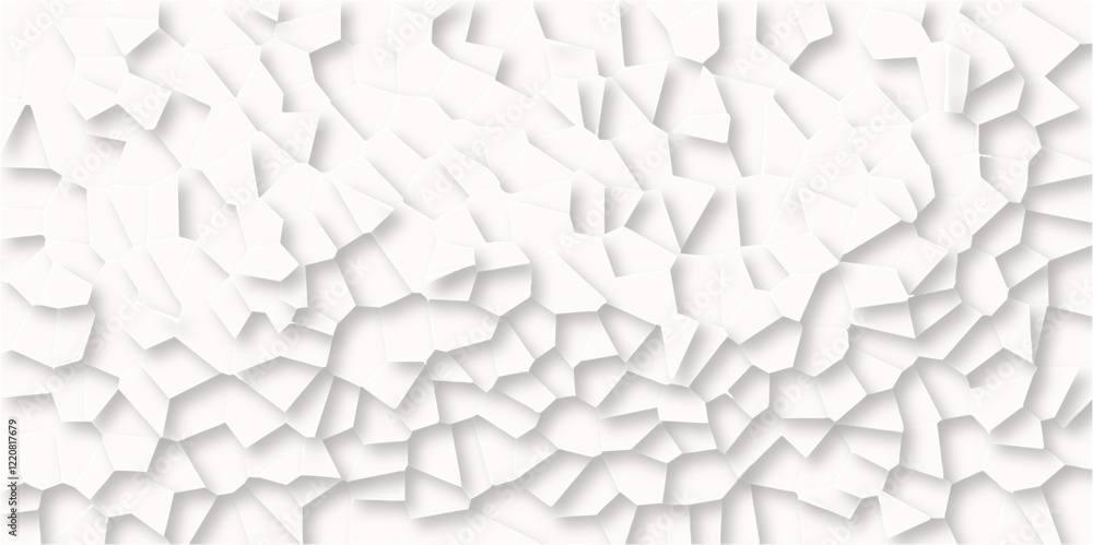Fototapeta premium Beautiful white and crystallized polygon background. abstract light colorful stone tile pattern with shadow. modern wallpaper, trendy simple minimal geometric background abstract backdrop.