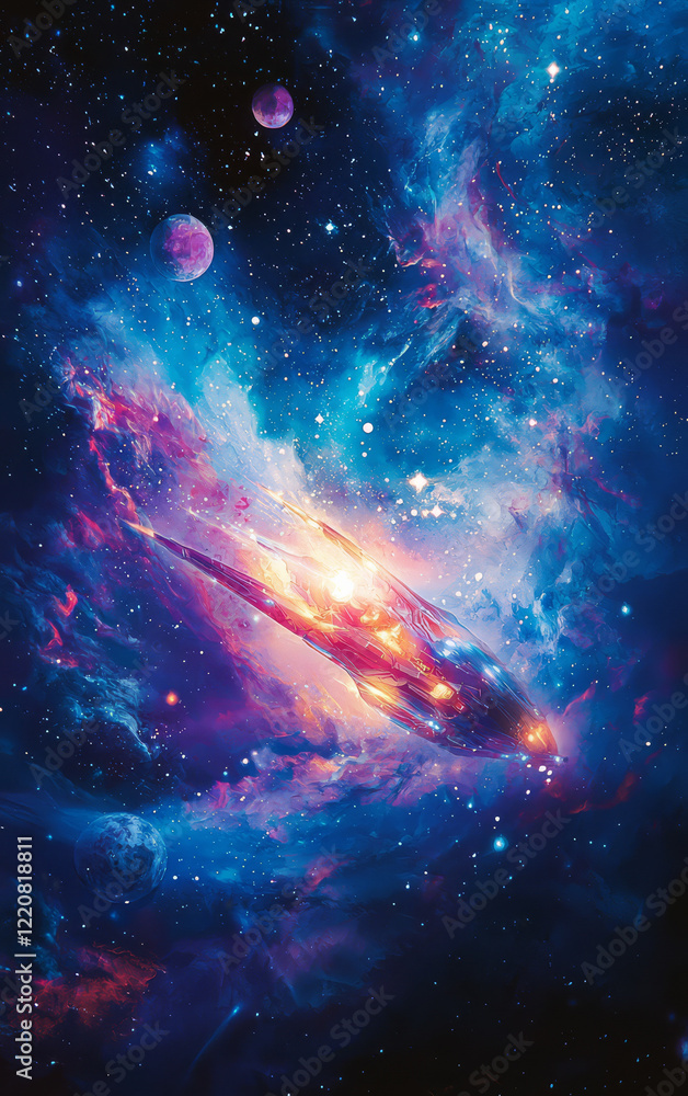 Cosmic Wonder: A vibrant and mesmerizing depiction of a distant galaxy, swirling with celestial wonders, showcasing the infinite beauty and mystery of the universe. Cosmic Wonder: A vibrant and mesmerizing depiction of a distant galaxy, swirling with celestial wonders, showcasing the infinite beauty and mystery of the universe.