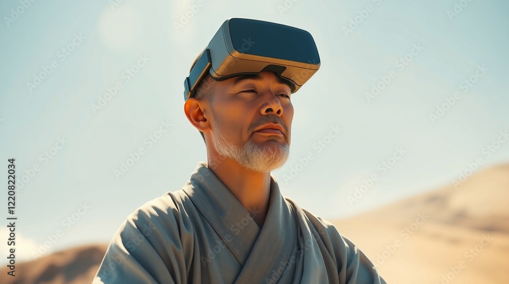 Zen and Virtual Reality. Man in VR Zen and Virtual Reality. Man in VR
