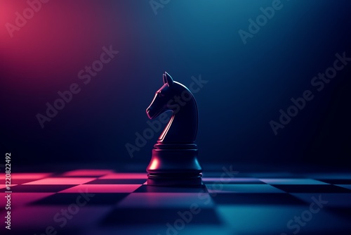 3D Stylized Chess Knight Icon: Board Game Piece background illustration