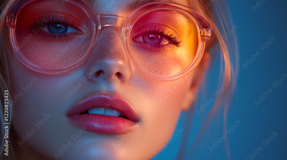 Fashionable Woman in Orange Tinted Glasses Fashionable Woman in Orange Tinted Glasses